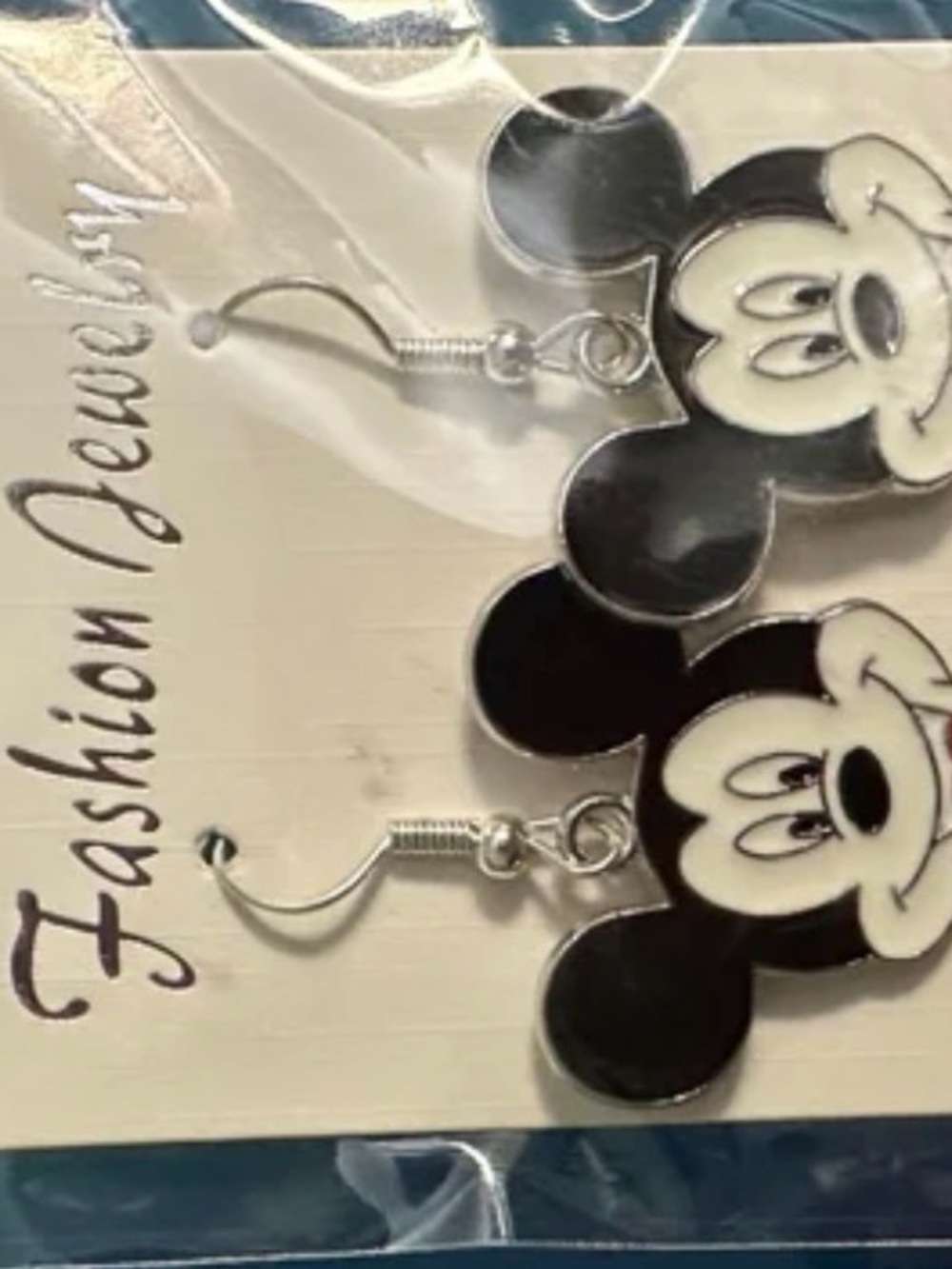 Disney Black and White Mickey Mouse Dangle Earrings